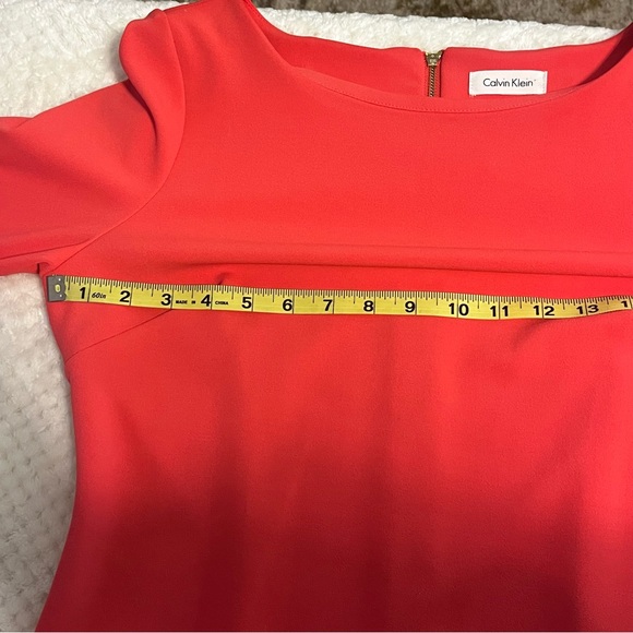 Calvin Klein Ruffled Bell Sleeve Sheath Dress Round Neck Formal Career Like New - Picture 8 of 16